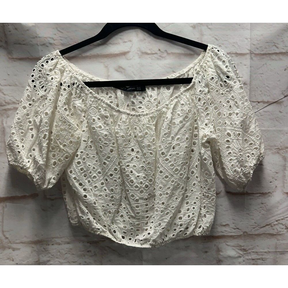 Zara White Eyelet Crop Top